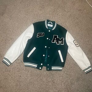 H&M Teal and White Varsity Jacket